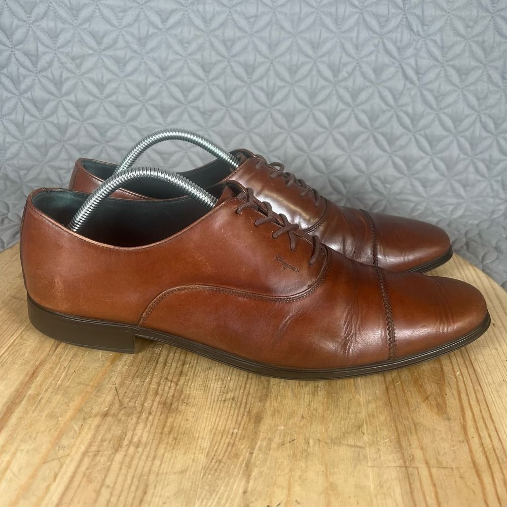 Salvatore Ferragamo Shoes Men’s 10.5 D Remigio Brown Cap Toe Oxfords